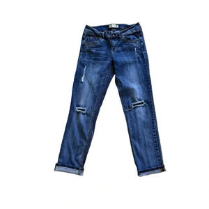 Democracy Blue Denim Jeans Equality Skinny Boyfriend Distressed Ripped 4